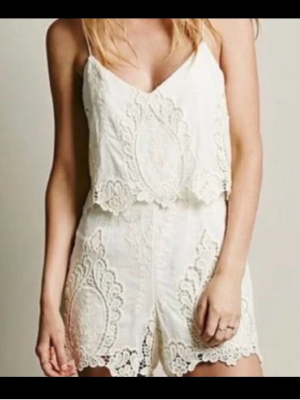Dolce Vita Gardner Embroidered Romper in White & Natural